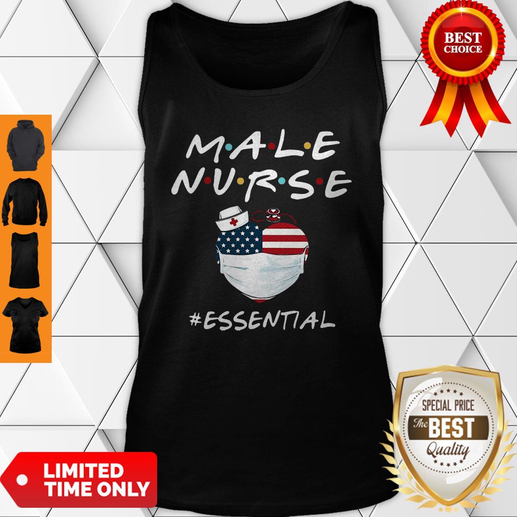 Nice Male Nurse Heart Stethoscope #Esential American Flag Tank Top