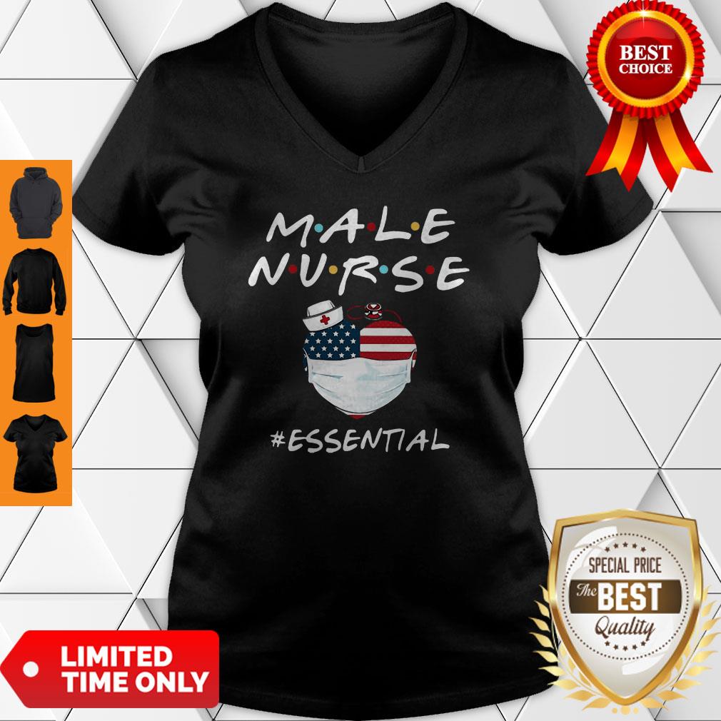 Nice Male Nurse Heart Stethoscope #Esential American Flag V-neck