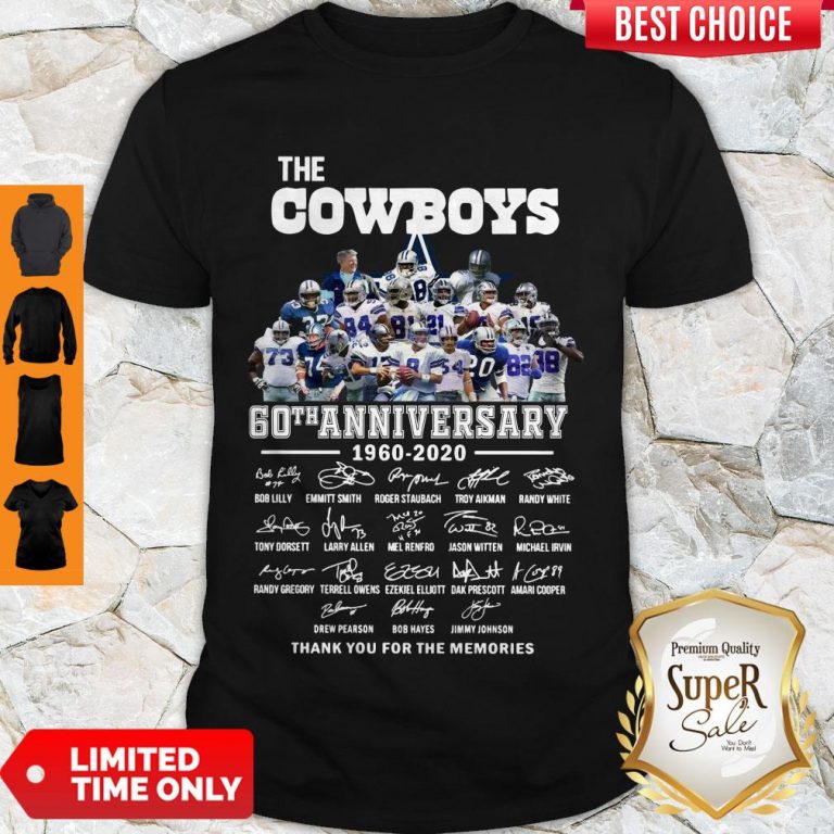 Nice The Cowboys 60th Anniversary 1960 2020 Signature Thank You For The Memories Shirt