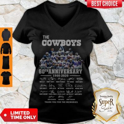 Nice The Cowboys 60th Anniversary 1960 2020 Signature Thank You For The Memories V-neck