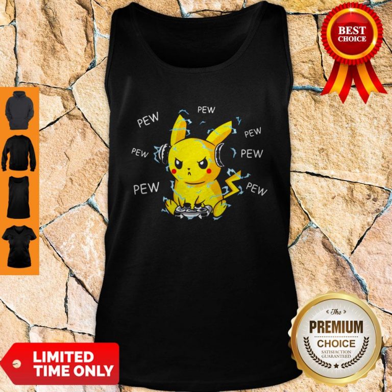 Pokemon Pikachu Playing Game Pew Pew Pew Tank Top