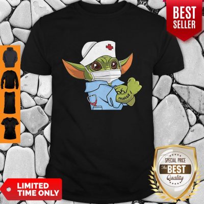 Cute Strong Baby Yoda Wearing Scrub Nurse Coronavirus Shirt