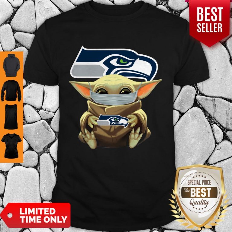 Official Baby Yoda Face Mask Hug Seattle Seahawks I Can’t Stay At Home Shirt