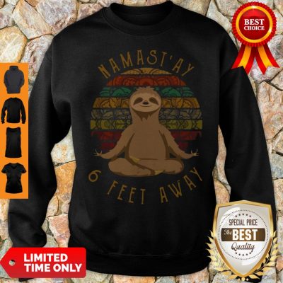 Sloth Yoga Namastay 6 Feet Away Vintage Sweatshirt