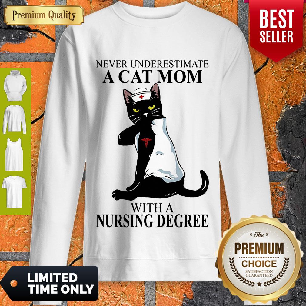 Cute Never Underestimate A Cat Mom With A Nursing Degree Sweatshirt