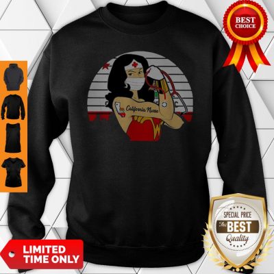 Pretty Strong Wonder Woman Tattoo California Nurse Coronavirus Sweatshirt
