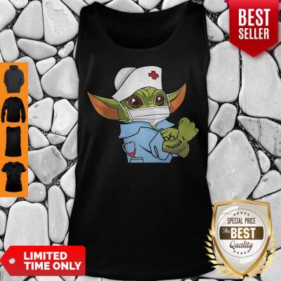 Cute Strong Baby Yoda Wearing Scrub Nurse Coronavirus Tank Top