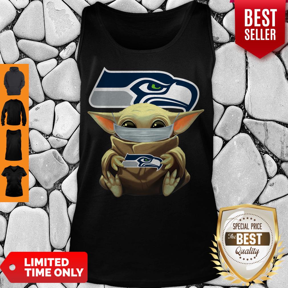 Official Baby Yoda Face Mask Hug Seattle Seahawks I Can’t Stay At Home Tank Top