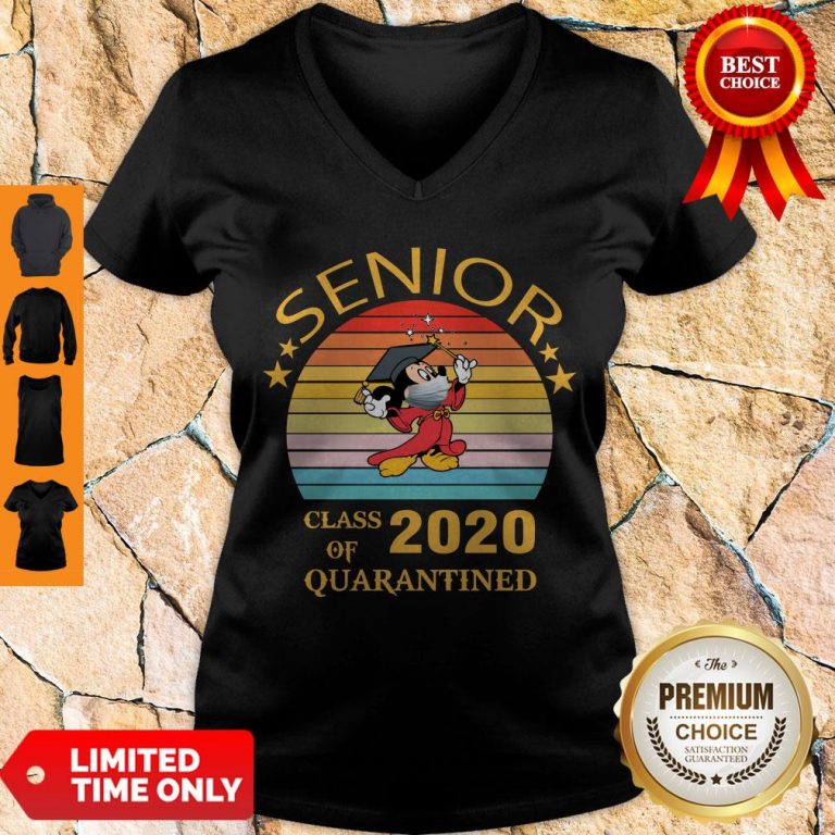 Official Mickey Mouse Senior Class Of 2020 Quarantined Vintage V-neck