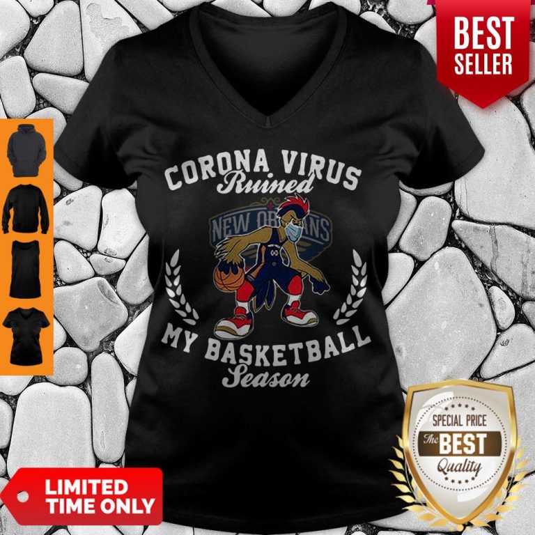 Pretty New Orleans Pelicans Mask Corona Virus Ruined My Basketball Season V-neck