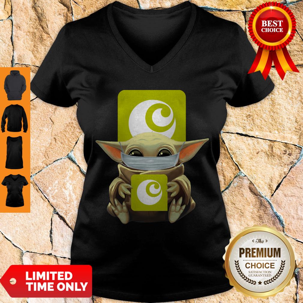 Premium Baby Yoda Mask Hugging Ocado V-neck
