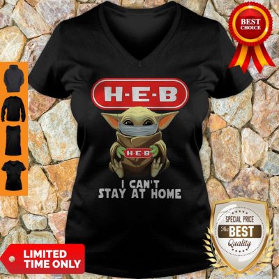 Premium Baby Yoda Mask H-E-B I Can’t Stay At Home Covid-19 V-neck