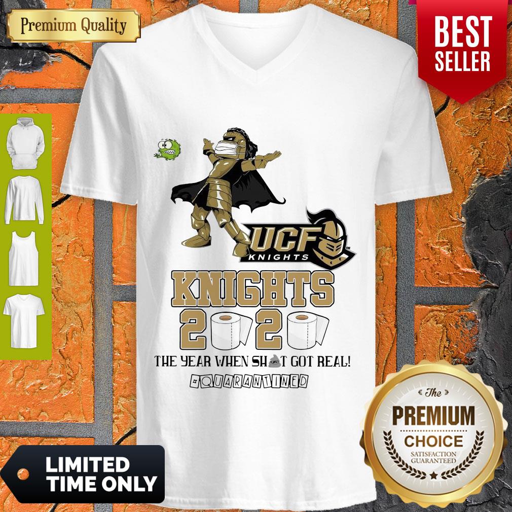 Hot UCF Knights 2020 The Year When Shit Got Real #Quarantined V-neck