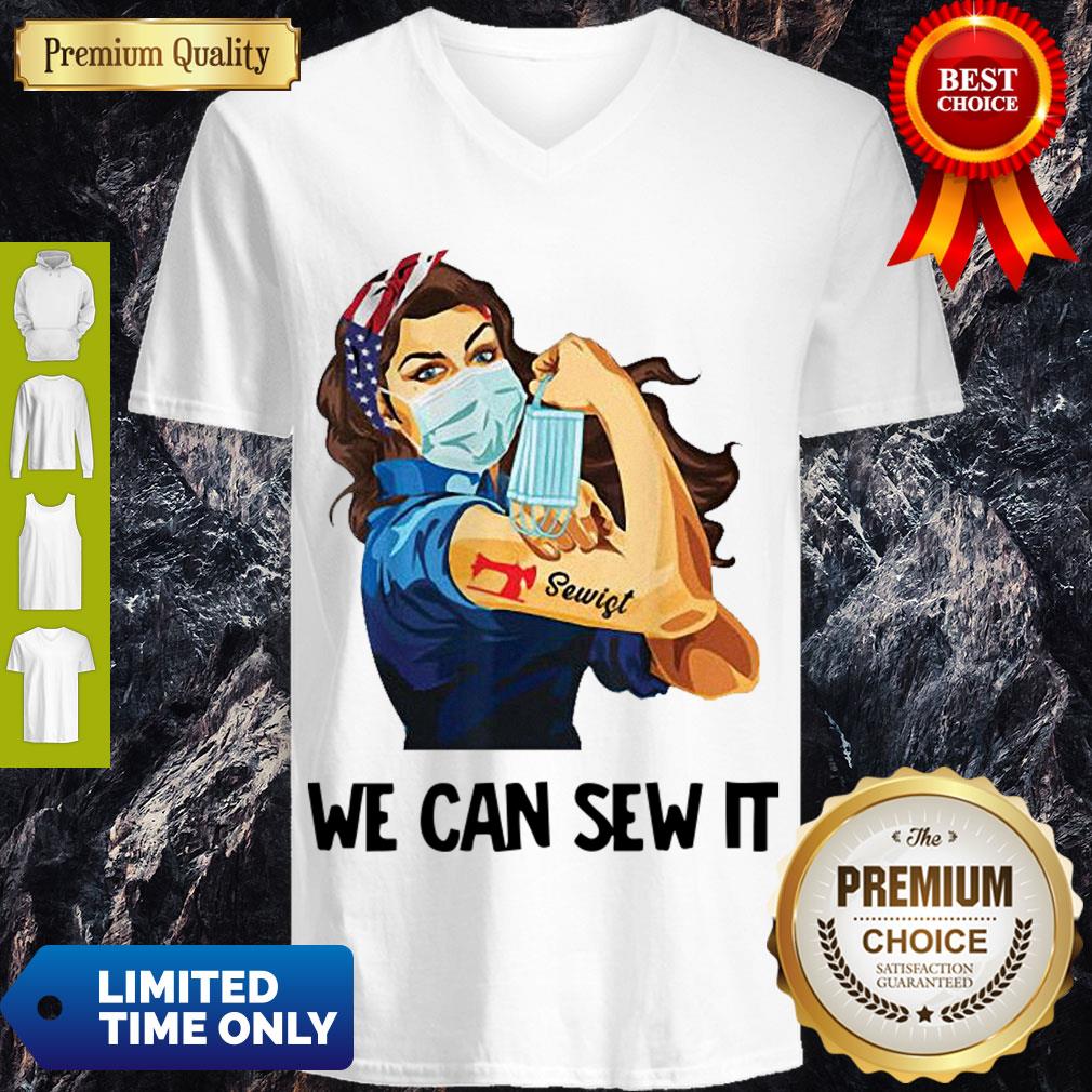 Pretty Strong Woman Tattoo Zuilter We Can Sew It V-neck