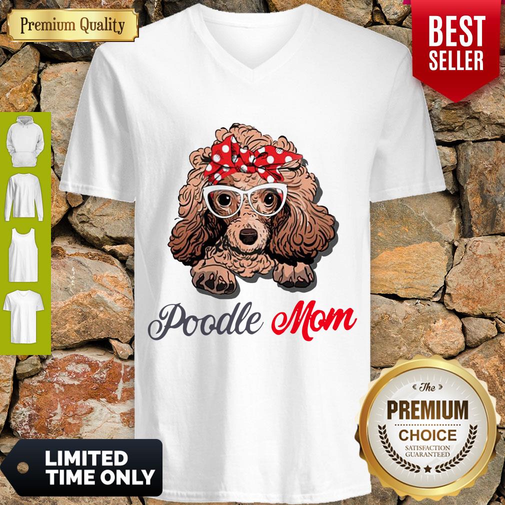 Pretty Poodle Wear Glasses Dog Mom V-neck