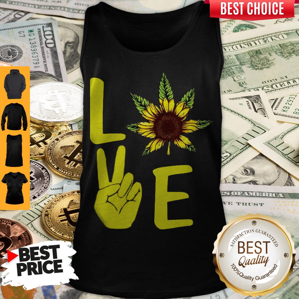 Awesome Love Hands Sunflower Weed Tank Top