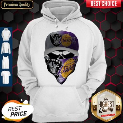 Awesome Skull Mask Oakland Raiders And Los Angeles Lakers Hoodie
