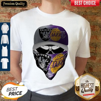 Awesome Skull Mask Oakland Raiders And Los Angeles Lakers Shirt