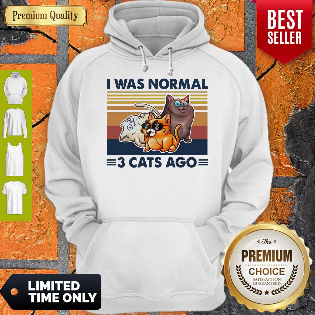 Funny I Was Normal 3 Cats Ago Black Version Hoodie