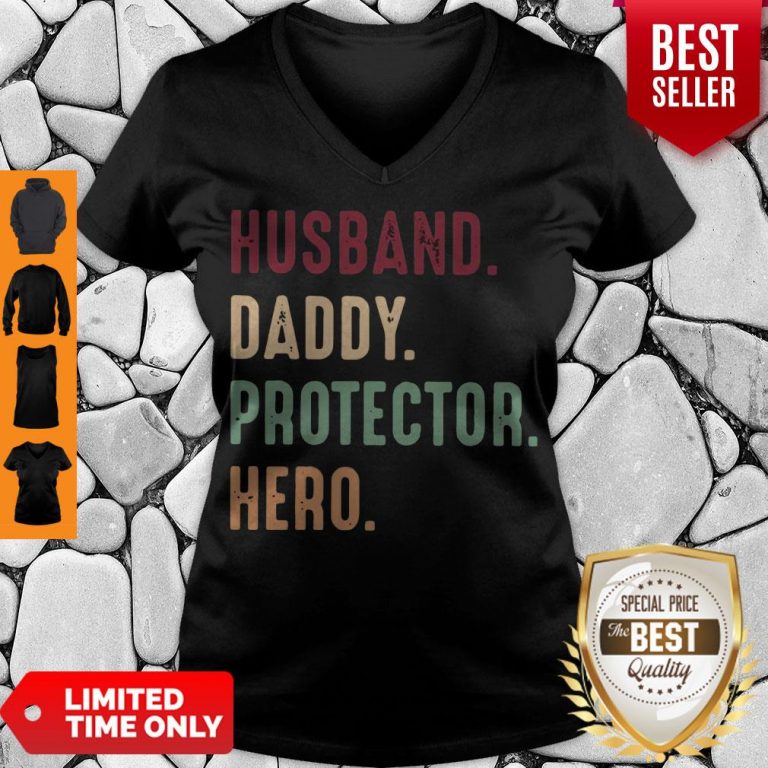 Official Husband Daddy Protector Hero Vintage V-neck