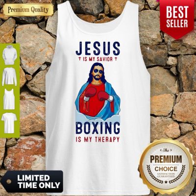 Premium Jesus Is My Savior Boxing Is My Therapy Tank Top