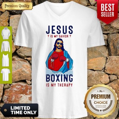 Premium Jesus Is My Savior Boxing Is My Therapy V-neck