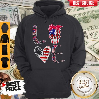 Premium Love Sugar Skull American Flag Hoodie