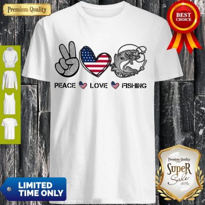 Premium Peace Love Fishing American Flag Shirt