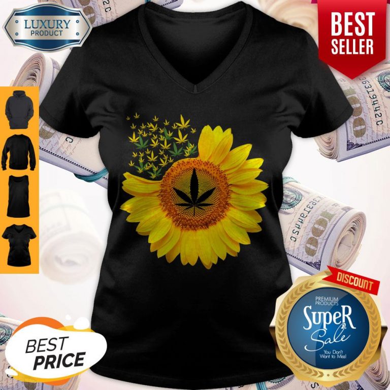 Top Canabis Weed Sunflower V-neck