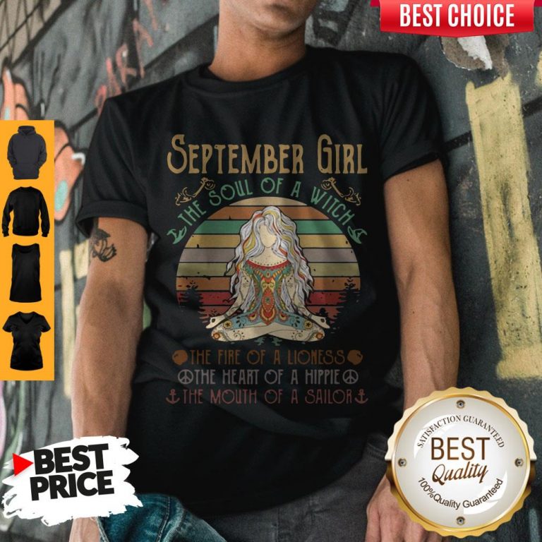 Top Vintage Yoga September Girl The Soul Of The Witch Shirt