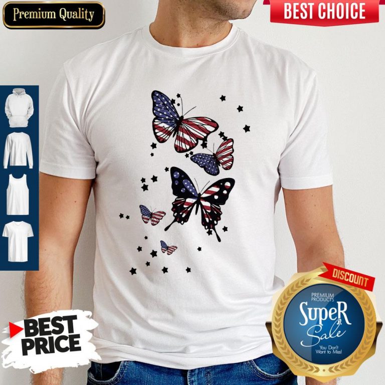 Awesome 4th Of July Butterfly American Flag Shirt