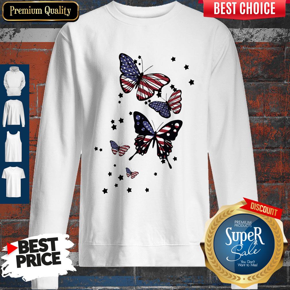 Awesome 4th Of July Butterfly American Flag Sweatshirt