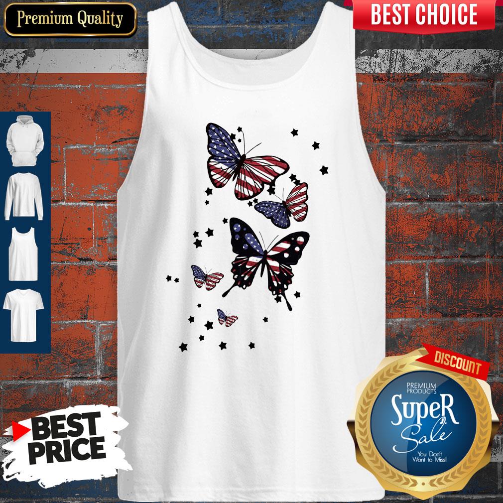 Awesome 4th Of July Butterfly American Flag Tank Top