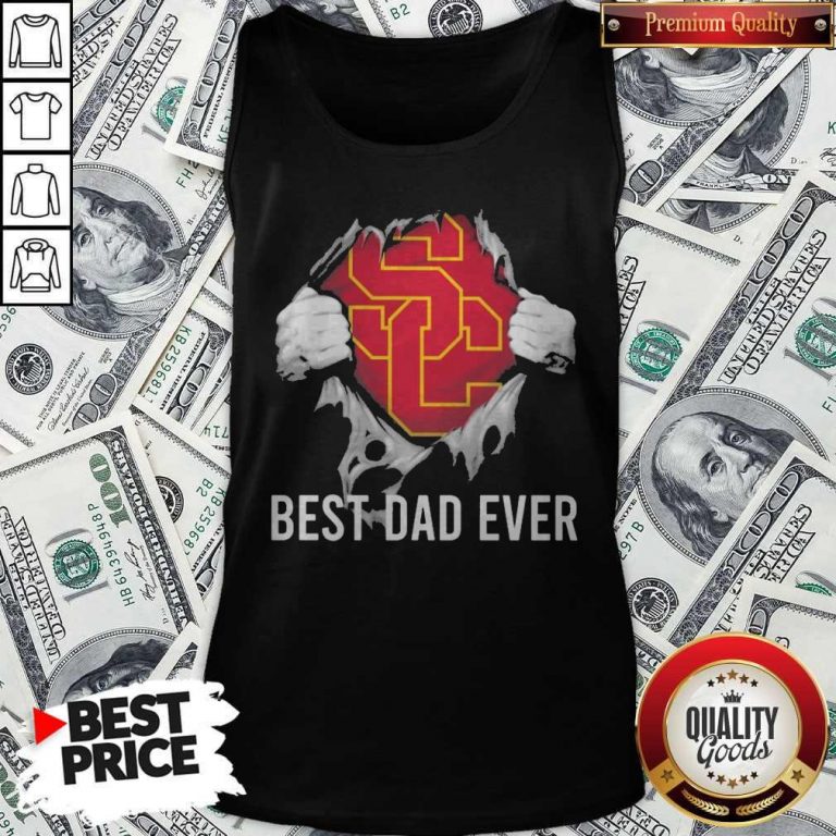 Awesome Blood Inside Me USC Trojans Football Best Dad Ever Tank Top