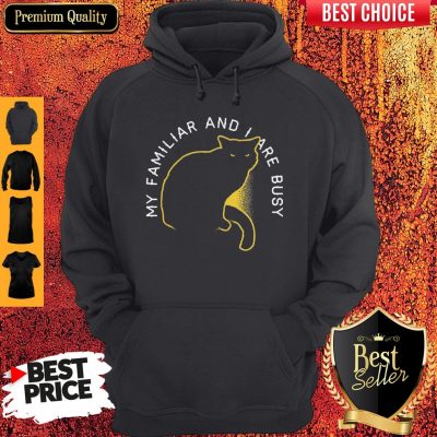 Awesome My Familliar And I Are Busy Black Cat Hoodie