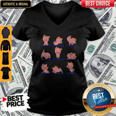 Awesome Pig Yoga Funny Piglets In Yoga Poses Sports V-neck