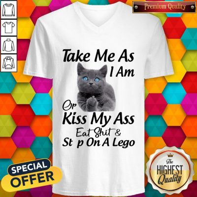 Funny Cat Take Me As I Am Or Kiss My Ass Eat And Step On A Lego V-neck
