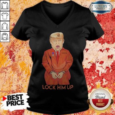 Funny Trump Lock Him Up Orange Jumpsuit V-neck