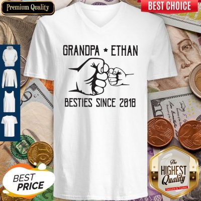 Nice Grandpa Ethan Besties Since 2018 Vintage V-neck