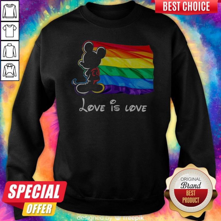 Nice Mickey Mouse Lgbt Pride Love Is Love Sweatshirt