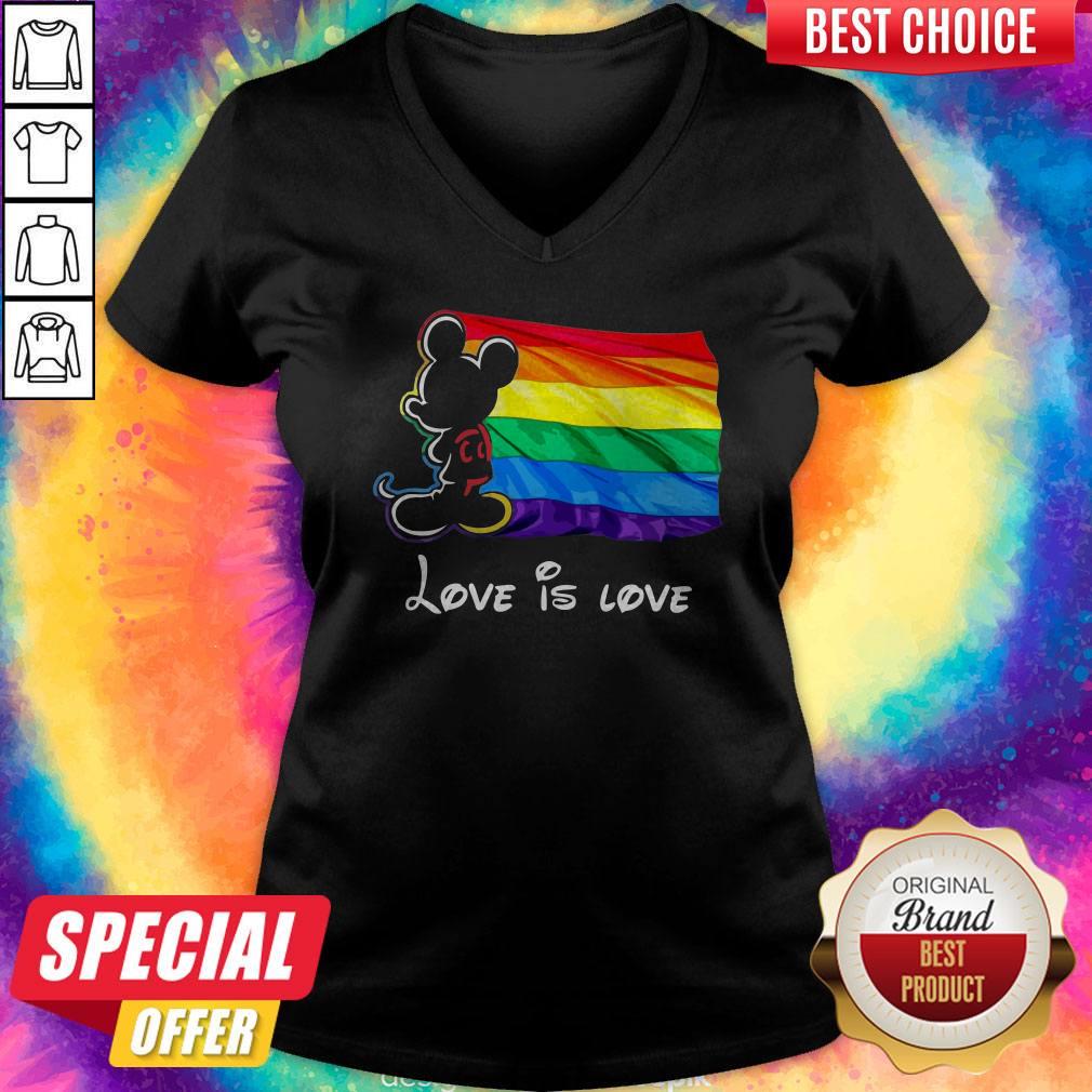 Nice Mickey Mouse Lgbt Pride Love Is Love V-neck