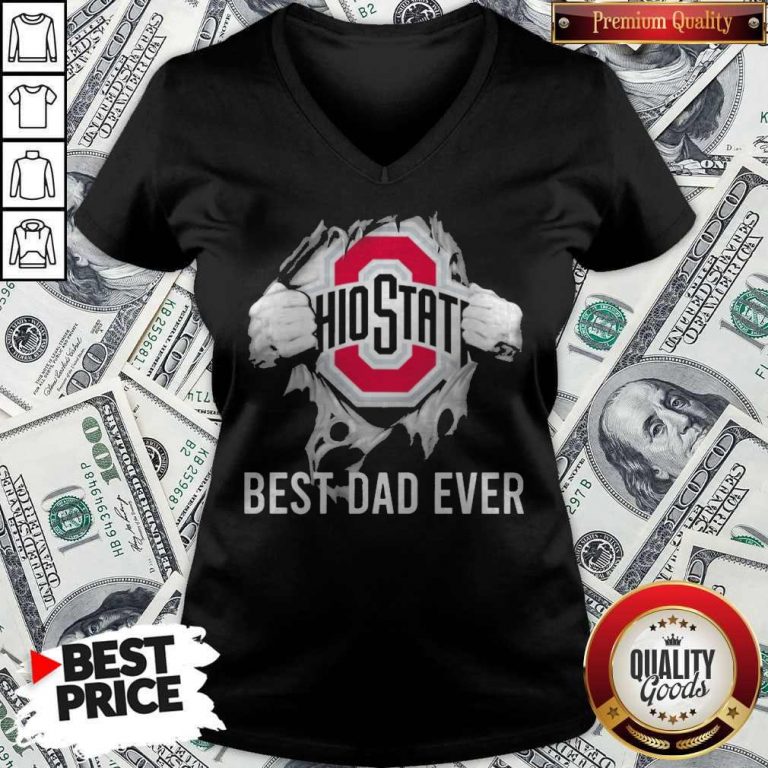 Premium Blood Inside Me Ohio State Best Dad Ever V-neck
