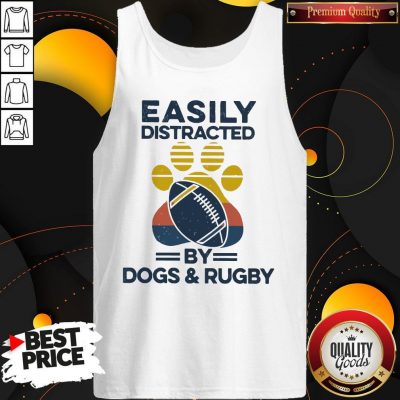 Premium Easily Distracted By Dogs And Rugby Vintage Tank Top