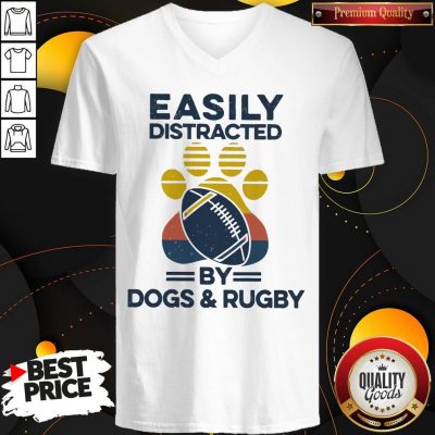 Premium Easily Distracted By Dogs And Rugby Vintage V-neck
