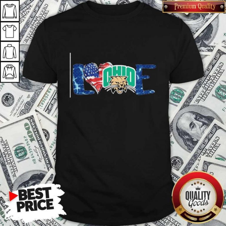 Premium I Love Ohio Bobcats Football American Flag Shirt