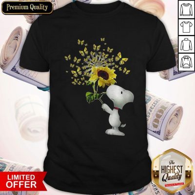Top Snoopy Sunflower And Butterfly Shirt