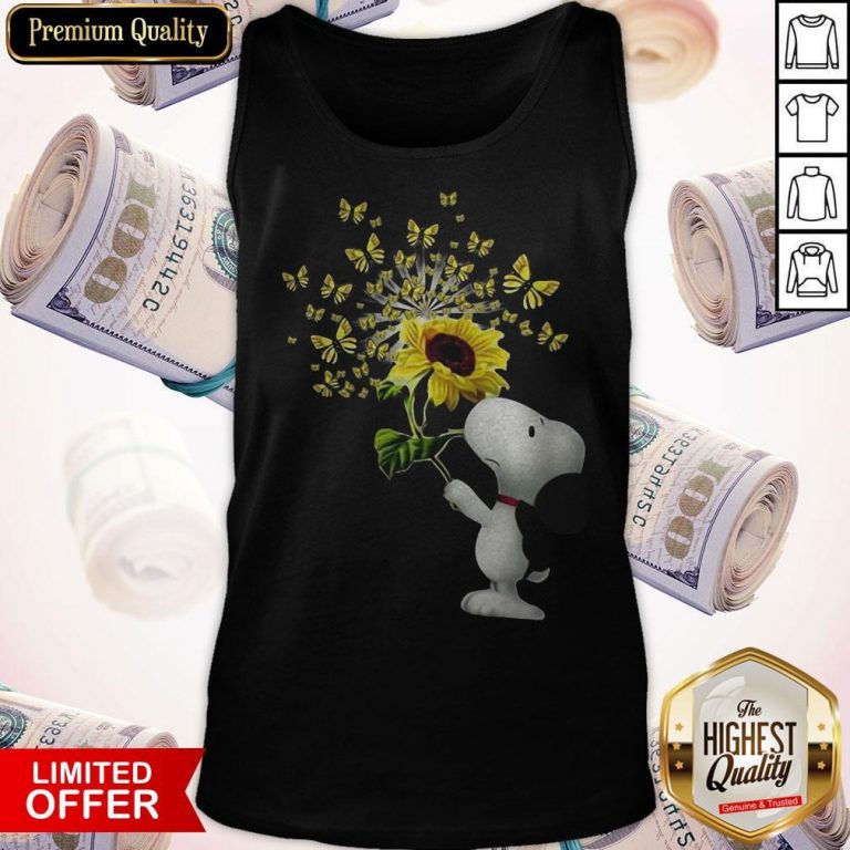 Top Snoopy Sunflower And Butterfly Tank Top