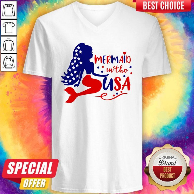 Awesome Mermaid In The USA V-neck