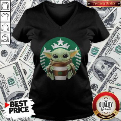 Cute Baby Yoda Hug Starbucks V-neck