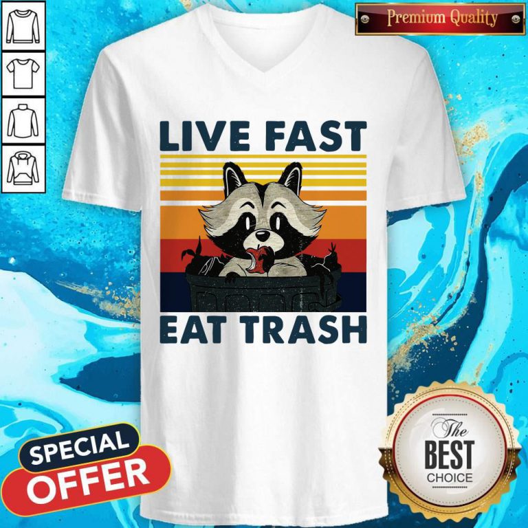 Good Raccoon Live Fast Eat Trash Vintage V-neck
